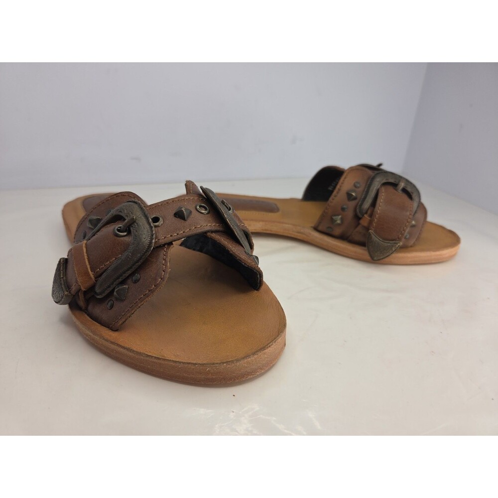 Liberty Black Leather Buckle Slides Made In Mexico NWOB Sz 6.5